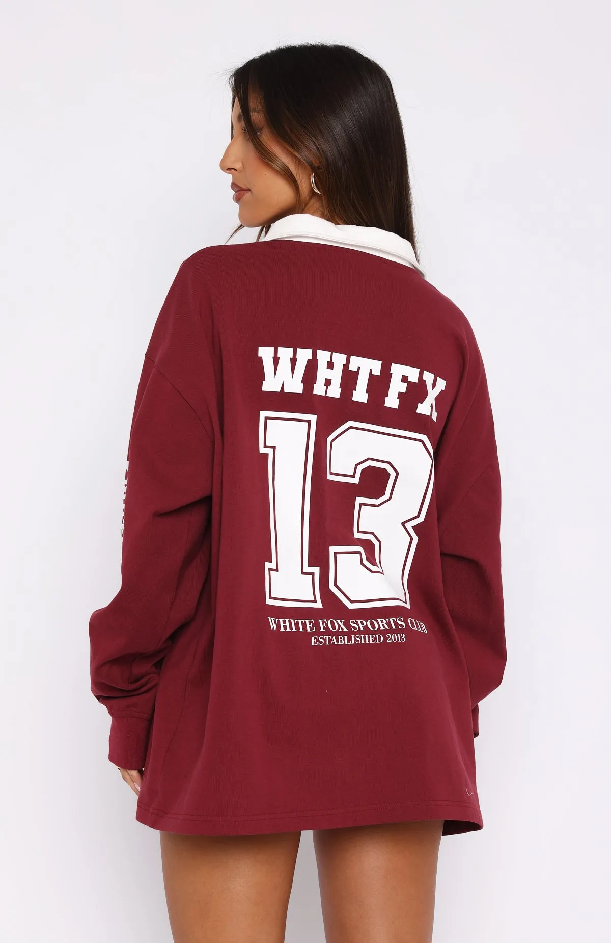 On Your Team Long Sleeve Oversized Tee Maroon sold by White Fox Boutique product image thumbnail 4