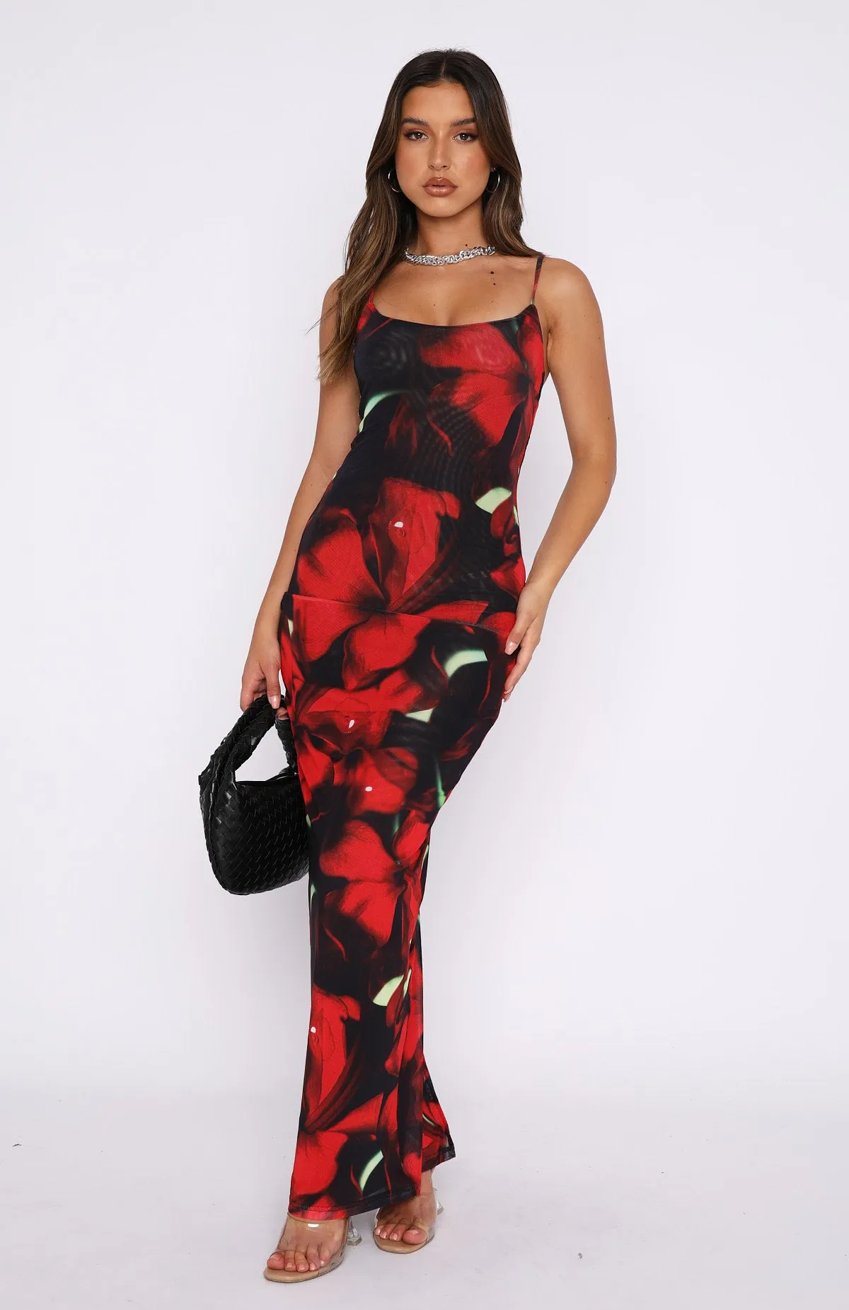 Same Heart Mesh Maxi Dress Red Hibiscus sold by White Fox Boutique product image thumbnail 2