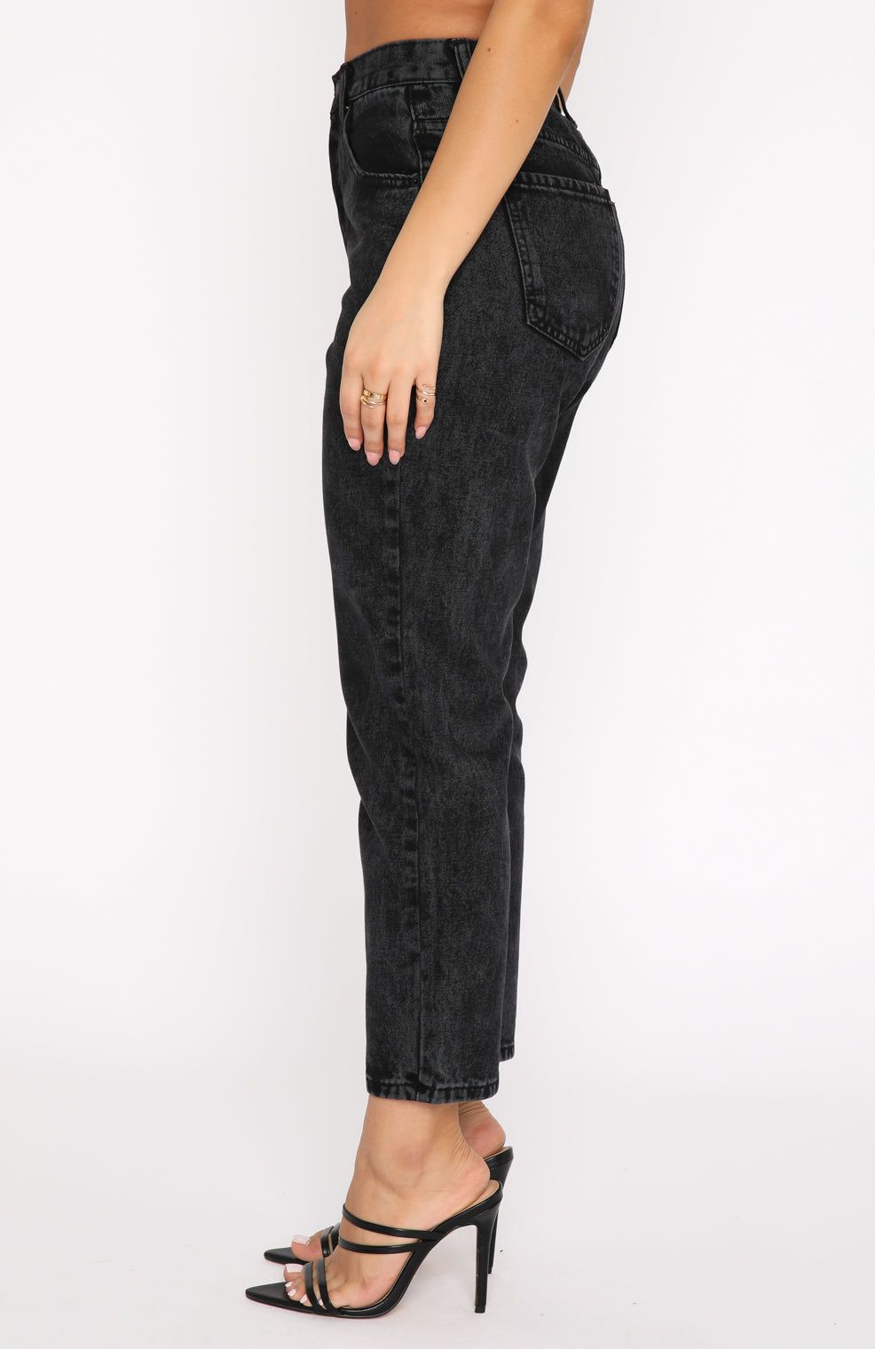 Drive Me Crazy High Rise Slim Leg Cropped Jeans Vintage Black sold by White Fox Boutique product image thumbnail 3