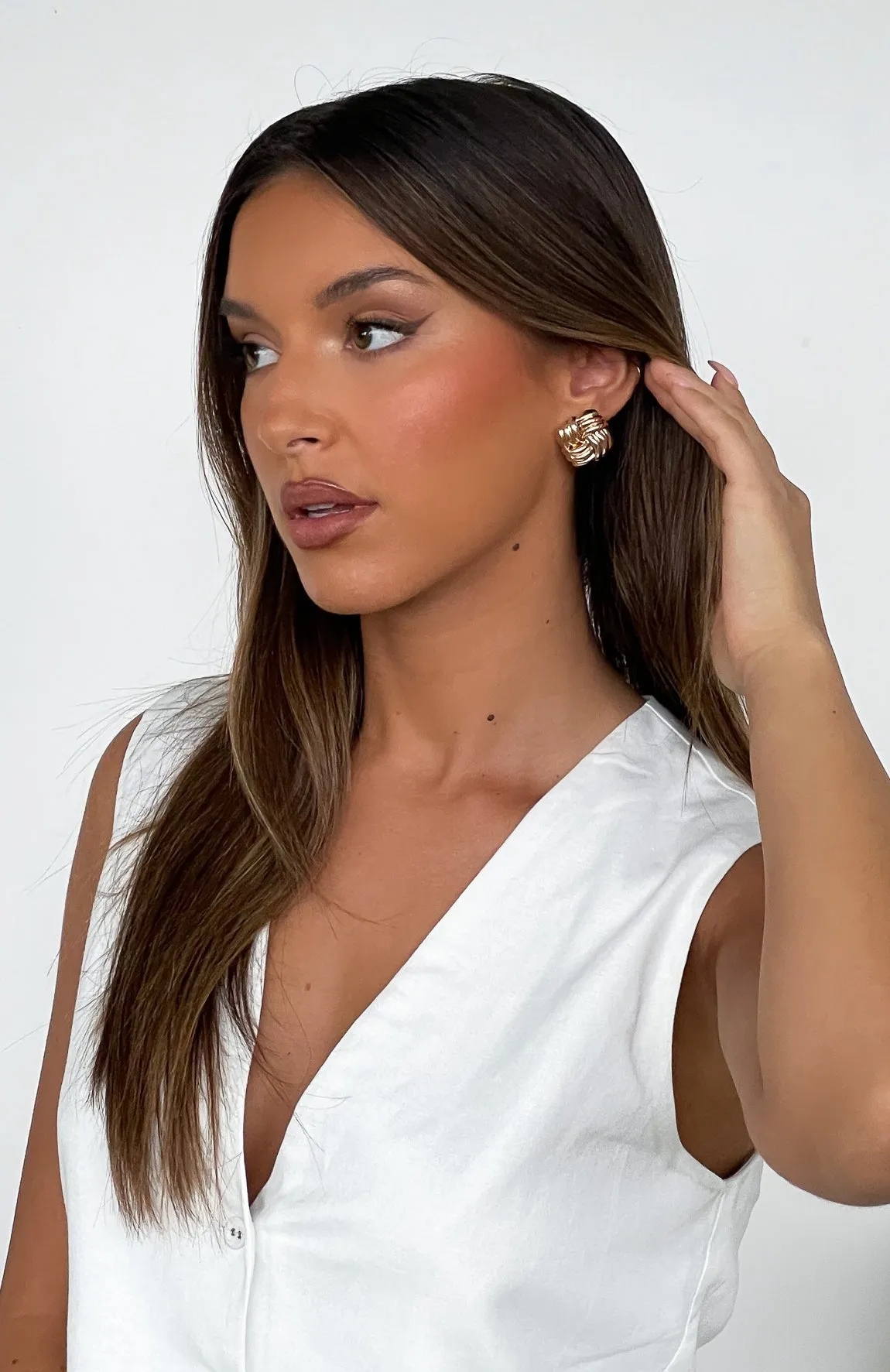 Sophia Stud Earrings Gold sold by White Fox Boutique product image thumbnail 4