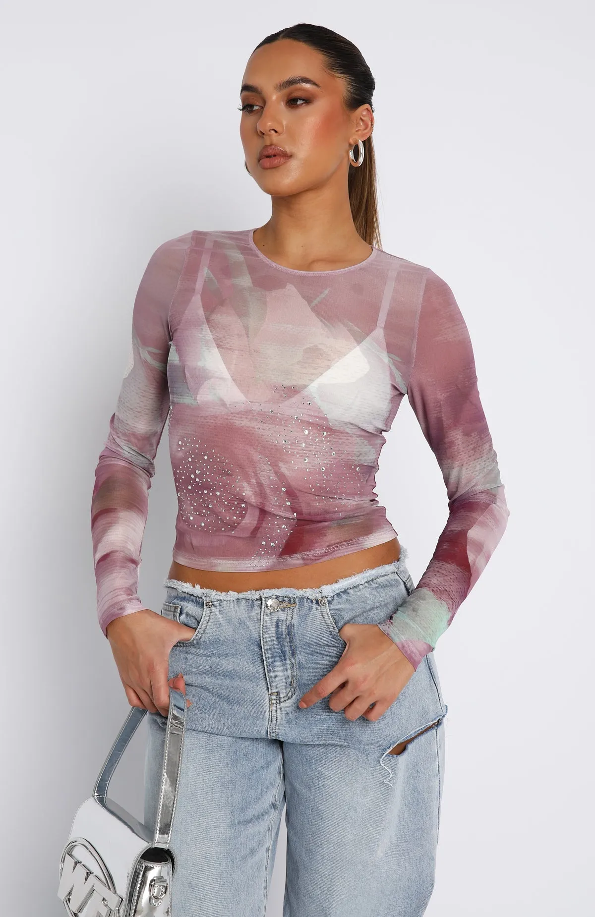 Little Bit Longer Long Sleeve Top Violet Rose sold by White Fox Boutique product image thumbnail 2