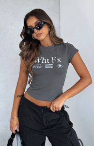 Read About It Baby Tee Charcoal sold by White Fox Boutique