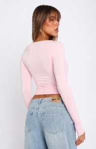 Only For Tonight Long Sleeve Top Baby Pink sold by White Fox Boutique