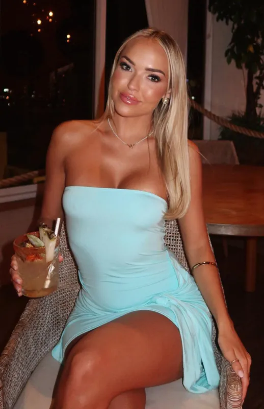 Love Me More Strapless Mini Dress Aqua sold by White Fox Boutique