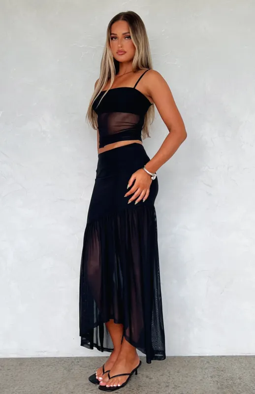Loved Up Mesh Maxi Skirt Black sold by White Fox Boutique