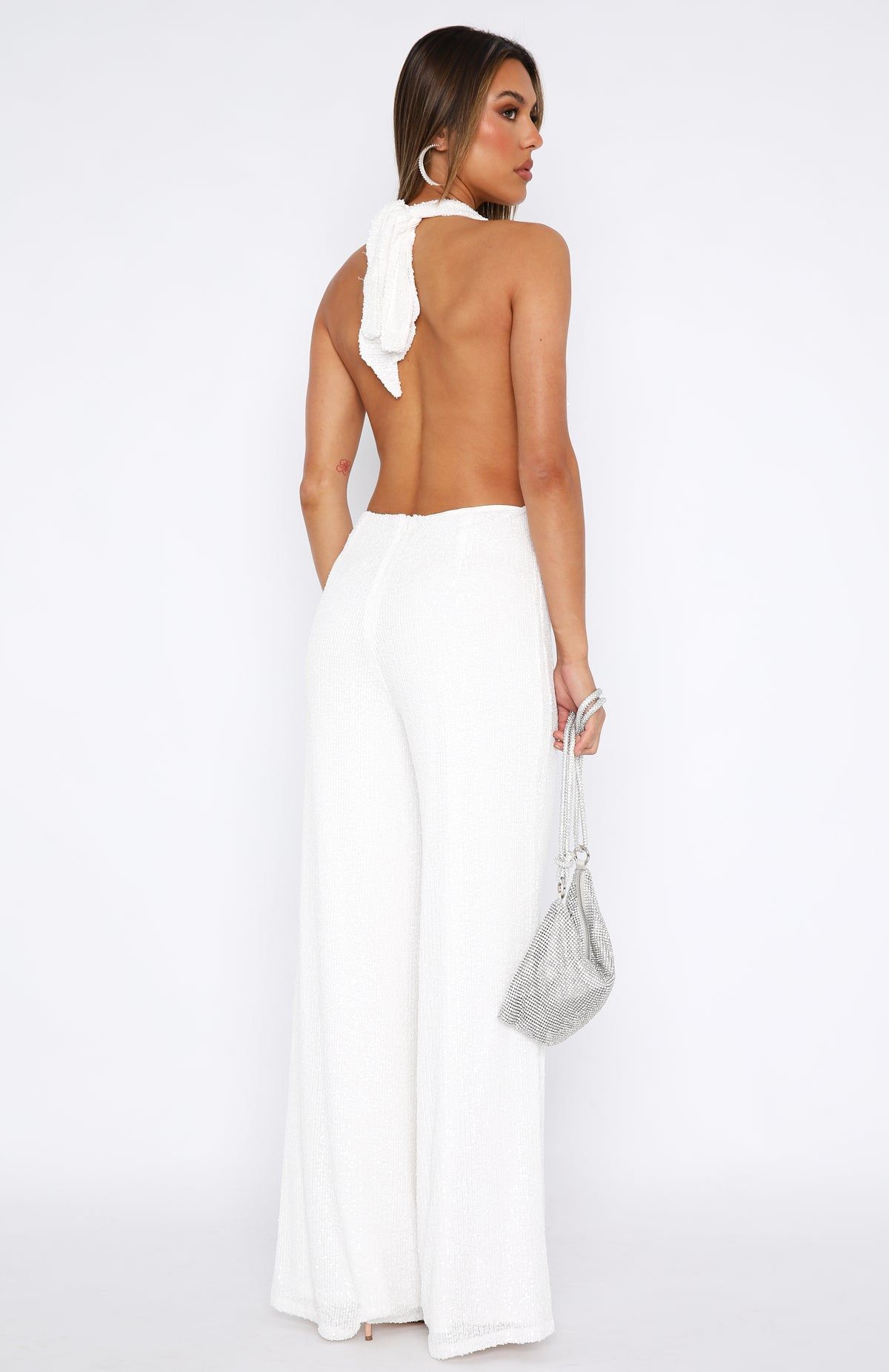 Penthouse View Sequin Jumpsuit White sold by White Fox Boutique product image thumbnail 4