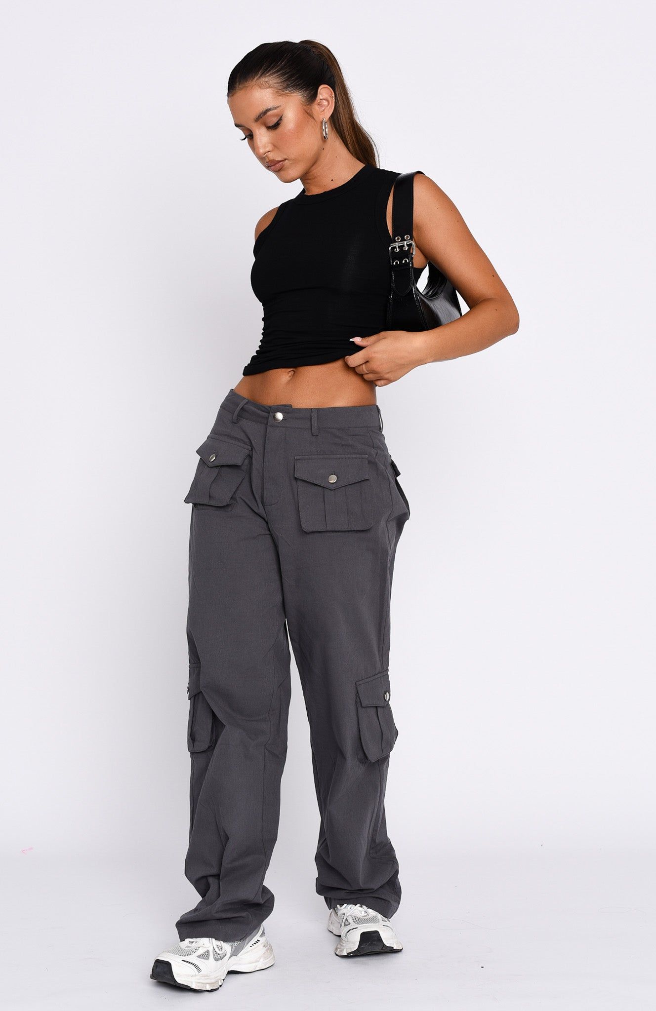 Clear My Mind Pants Charcoal sold by White Fox Boutique product image thumbnail 5