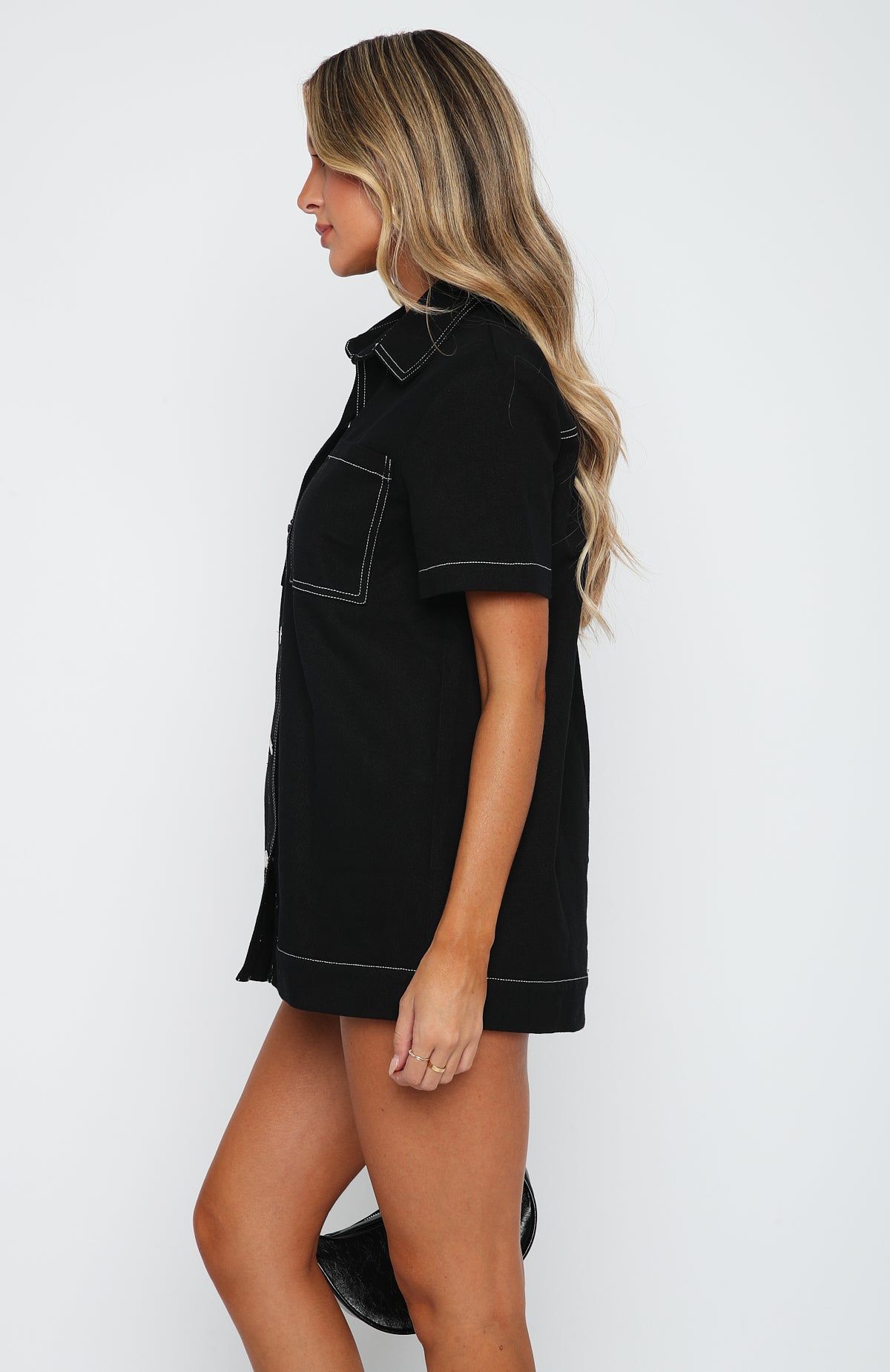 Last Call Denim Shirt Black sold by White Fox Boutique product image thumbnail 3