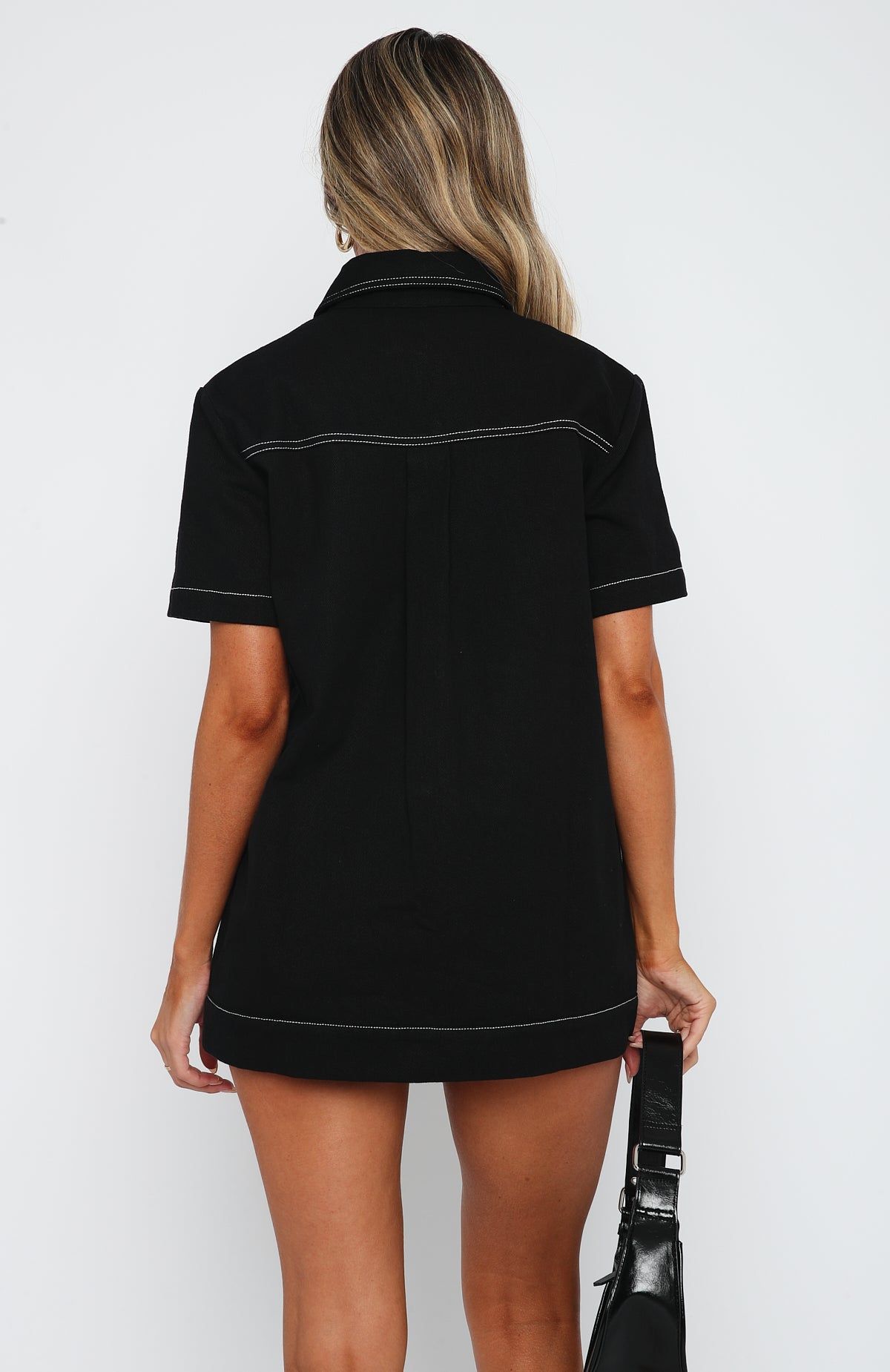 Last Call Denim Shirt Black sold by White Fox Boutique product image thumbnail 4