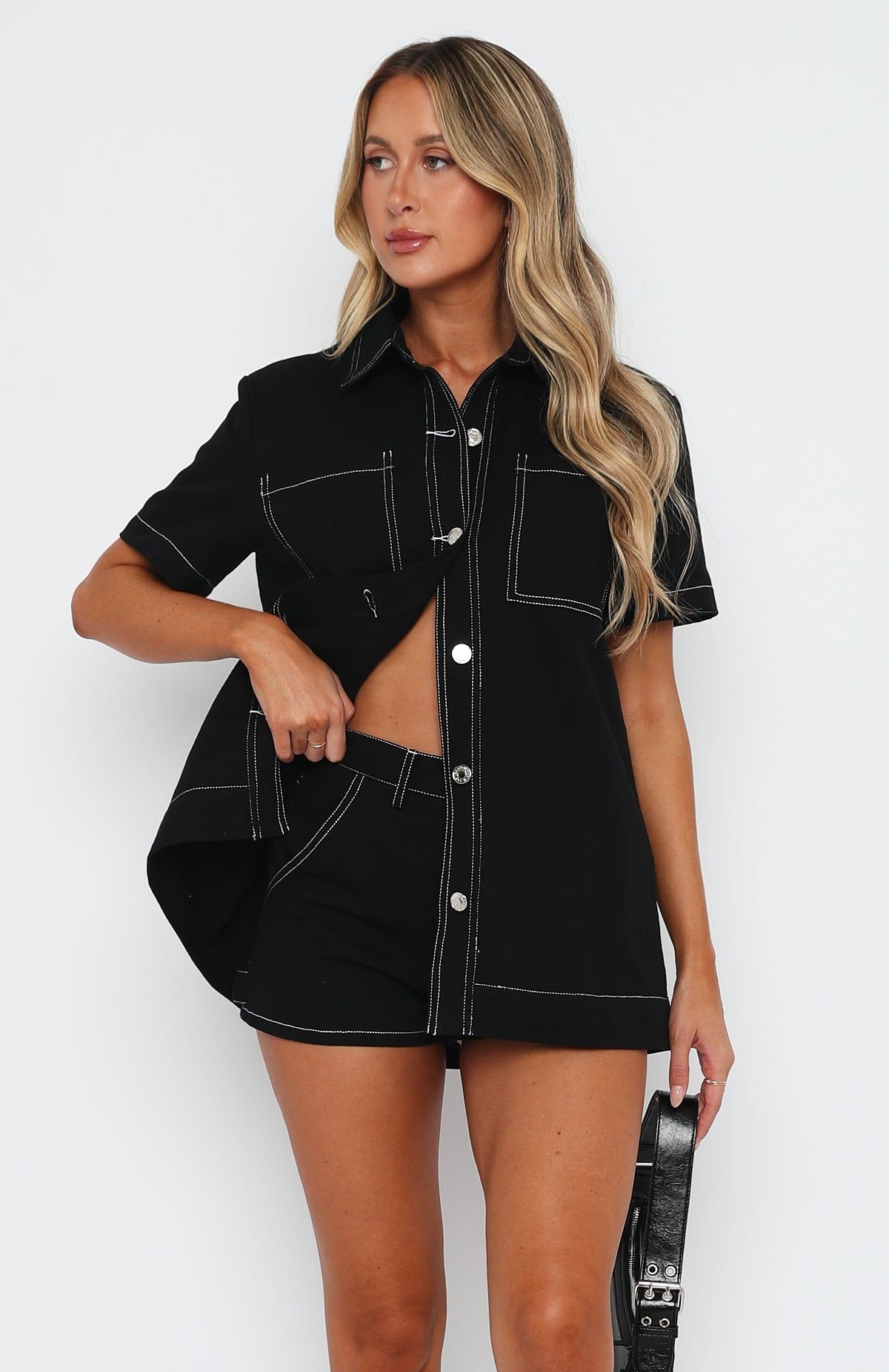Last Call Denim Shirt Black sold by White Fox Boutique product image thumbnail 2