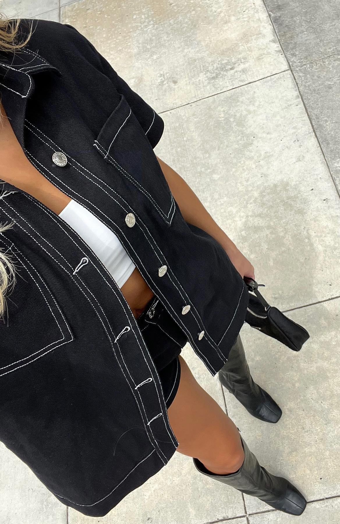 Last Call Denim Shirt Black sold by White Fox Boutique