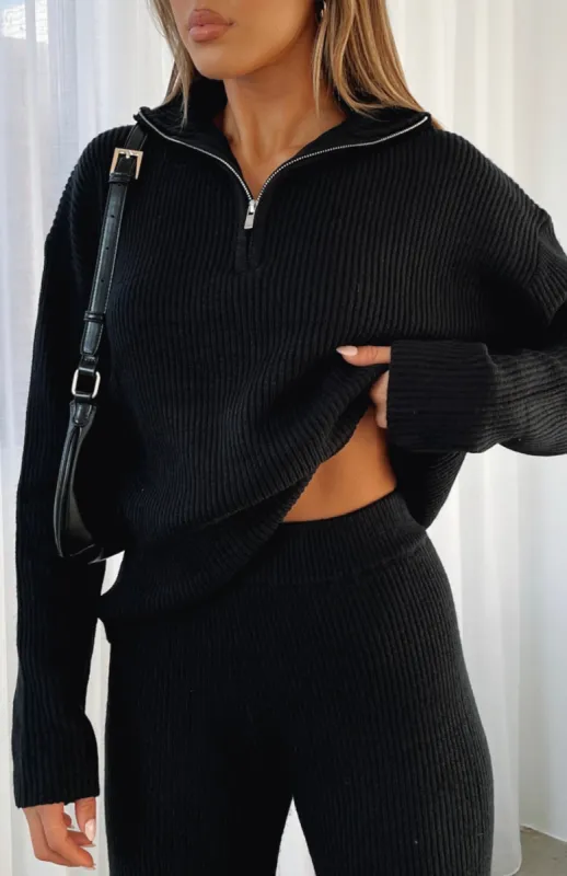 Let's Get Cosy Knit Sweater Black sold by White Fox Boutique