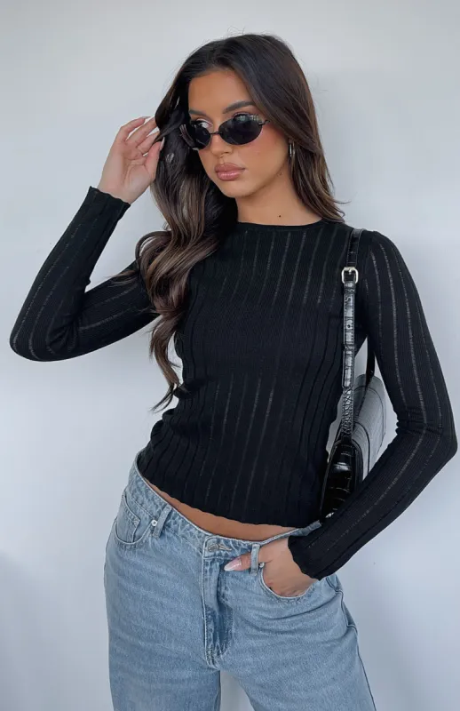 Picture Perfect Long Sleeve Top Black sold by White Fox Boutique