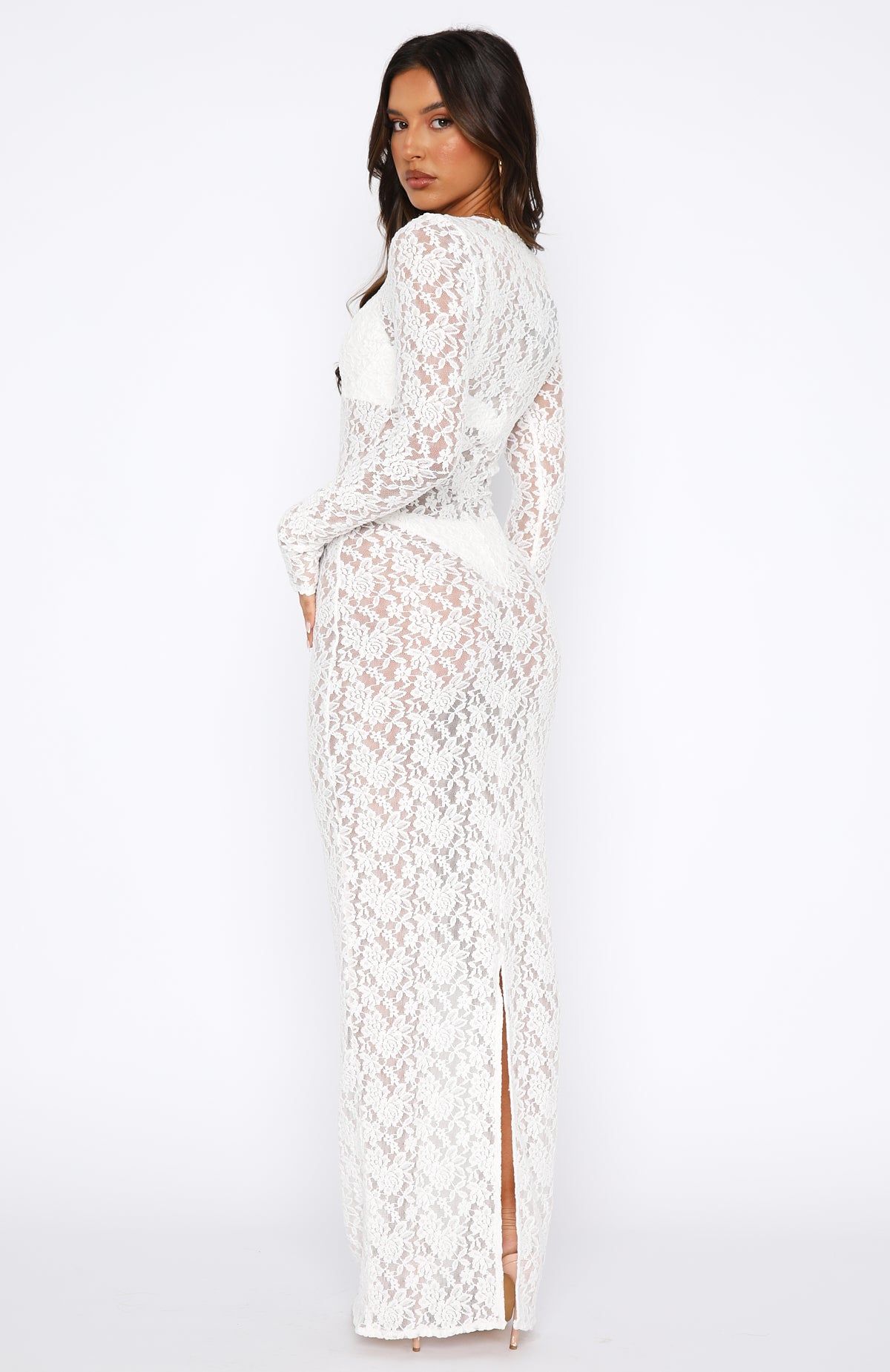 Vintage Love Long Sleeve Lace Maxi Dress White sold by White Fox Boutique product image thumbnail 4
