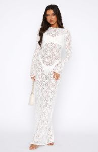 Vintage Love Long Sleeve Lace Maxi Dress White sold by White Fox Boutique