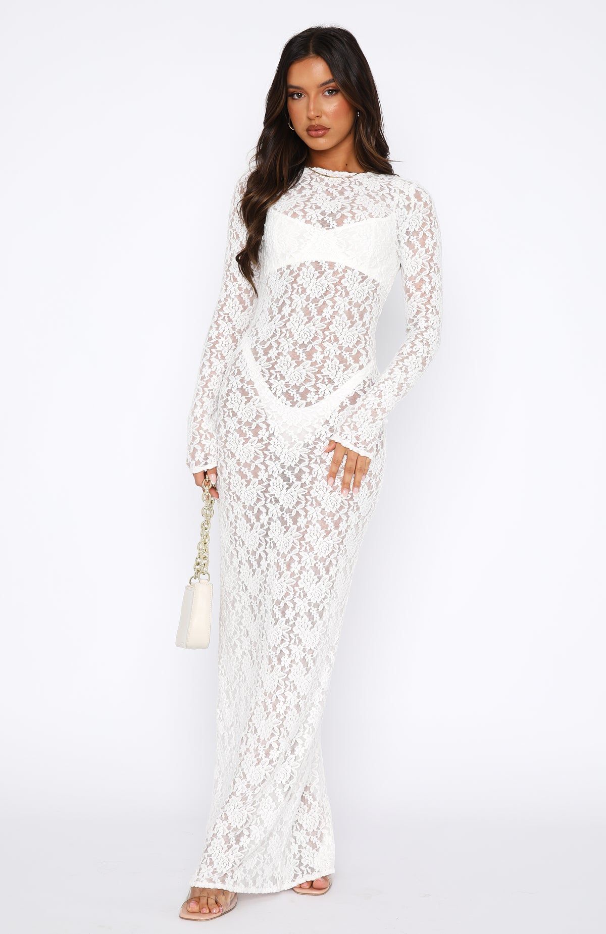 Vintage Love Long Sleeve Lace Maxi Dress White sold by White Fox Boutique product image thumbnail 2