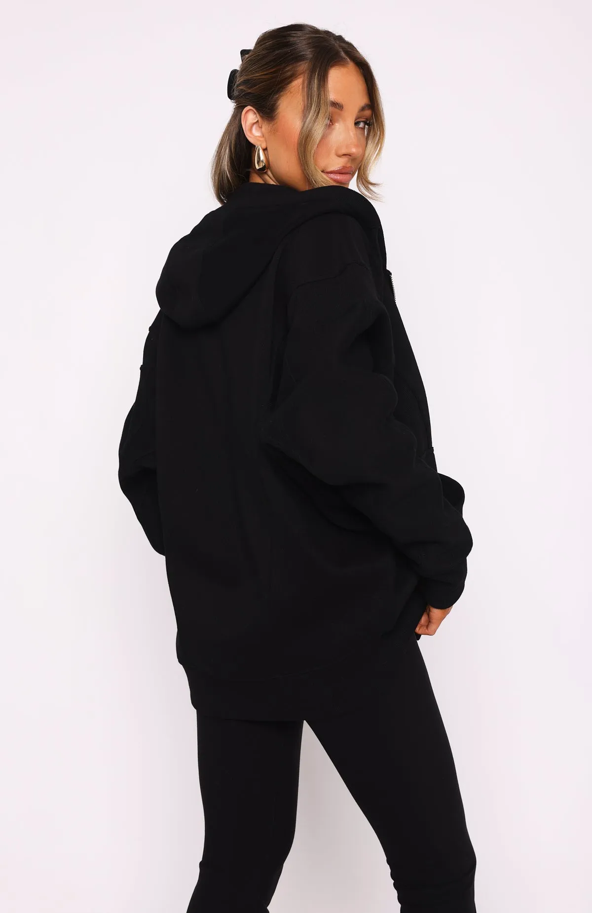 Everything You Want Zip Front Hoodie Black sold by White Fox Boutique product image thumbnail 4
