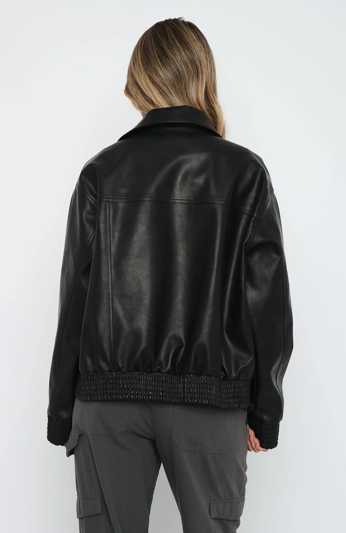 Make Things Right PU Bomber Jacket Black sold by White Fox Boutique product image thumbnail 4