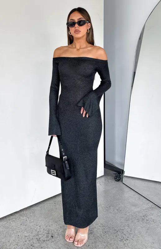 Royals Only Long Sleeve Maxi Dress Black sold by White Fox Boutique