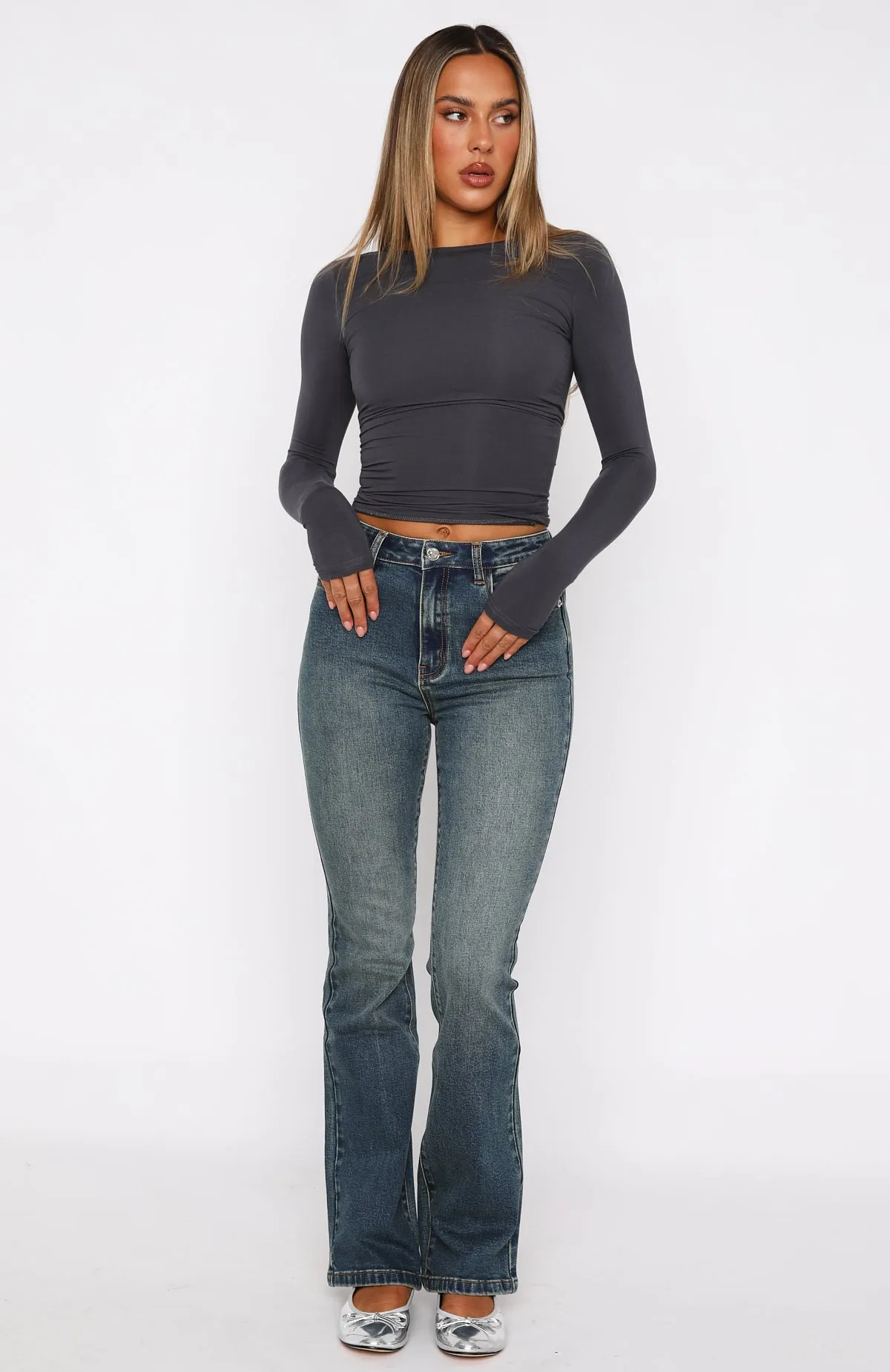 Elise High Rise Bootleg Jeans Mid Vintage Blue sold by White Fox Boutique product image thumbnail 2