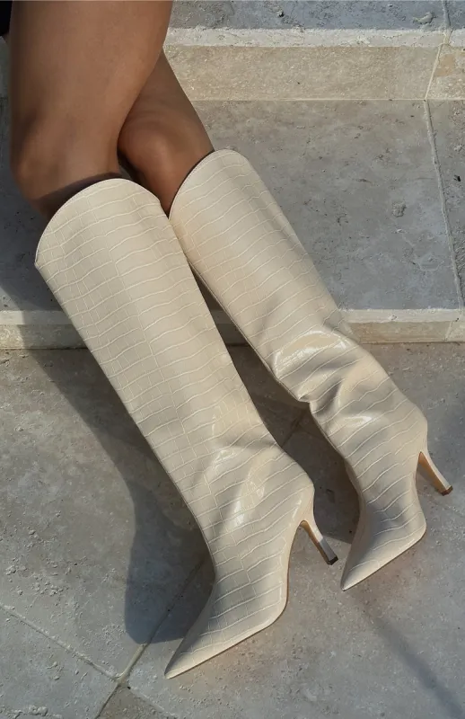 Blake Knee High Boots Ivory sold by White Fox Boutique