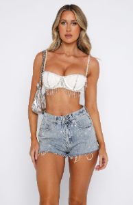 Bring The Vibe Denim Shorts Blue Wash sold by White Fox Boutique