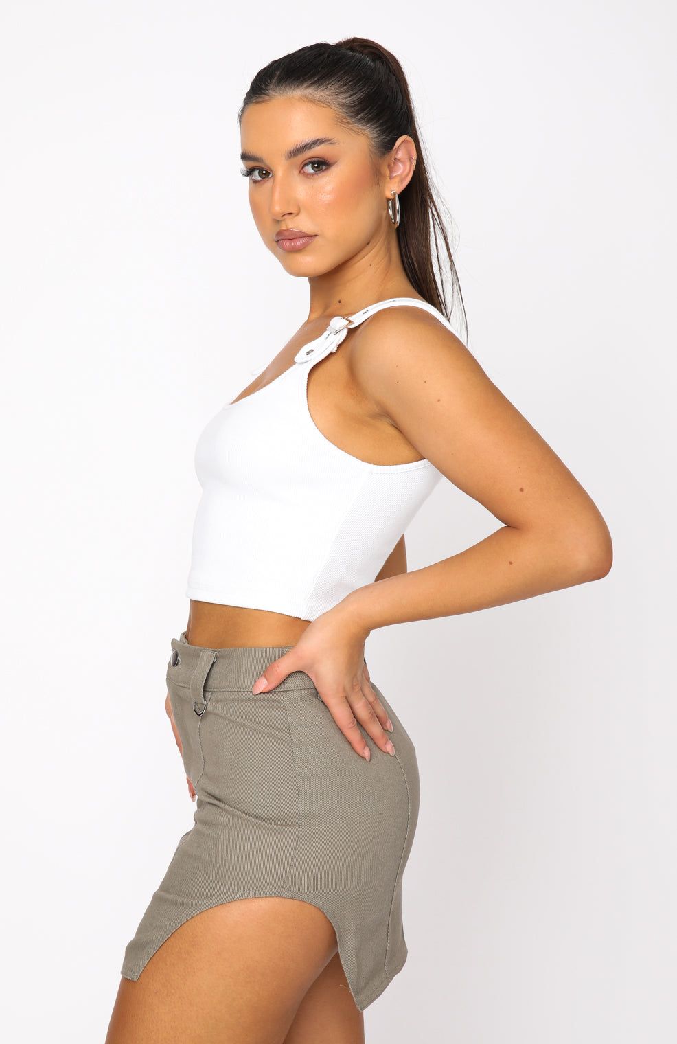 Come Get It Mini Skirt Khaki sold by White Fox Boutique product image thumbnail 4