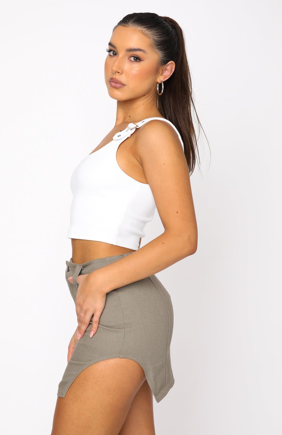 Come Get It Mini Skirt Khaki sold by White Fox Boutique product image thumbnail 3