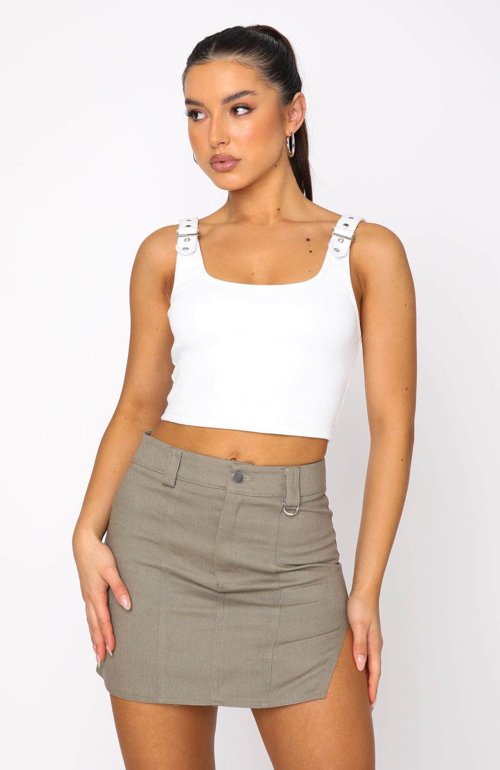Come Get It Mini Skirt Khaki sold by White Fox Boutique product image thumbnail 2