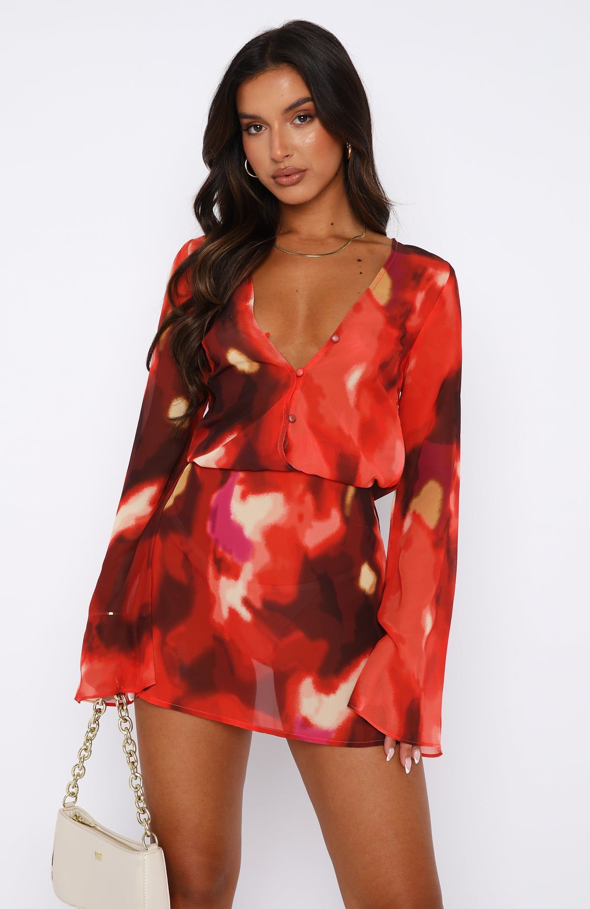 All We Wanted Long Sleeve Mini Dress Sunset Blur sold by White Fox Boutique product image thumbnail 2