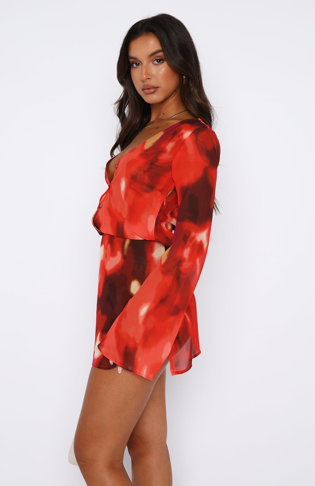 All We Wanted Long Sleeve Mini Dress Sunset Blur sold by White Fox Boutique product image thumbnail 3