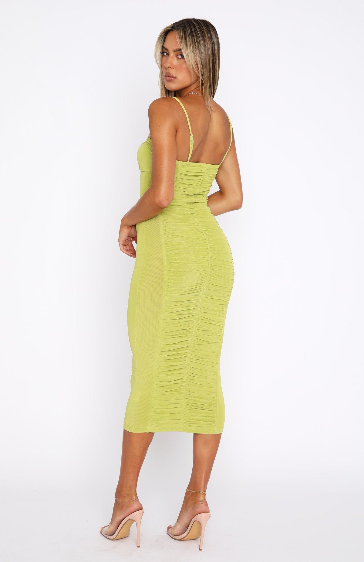Beautiful Day Mesh Midi Dress Matcha sold by White Fox Boutique product image thumbnail 4
