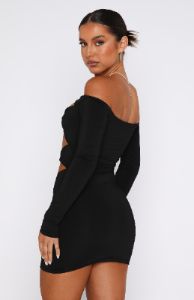 With You Long Sleeve Mini Dress Black sold by White Fox Boutique