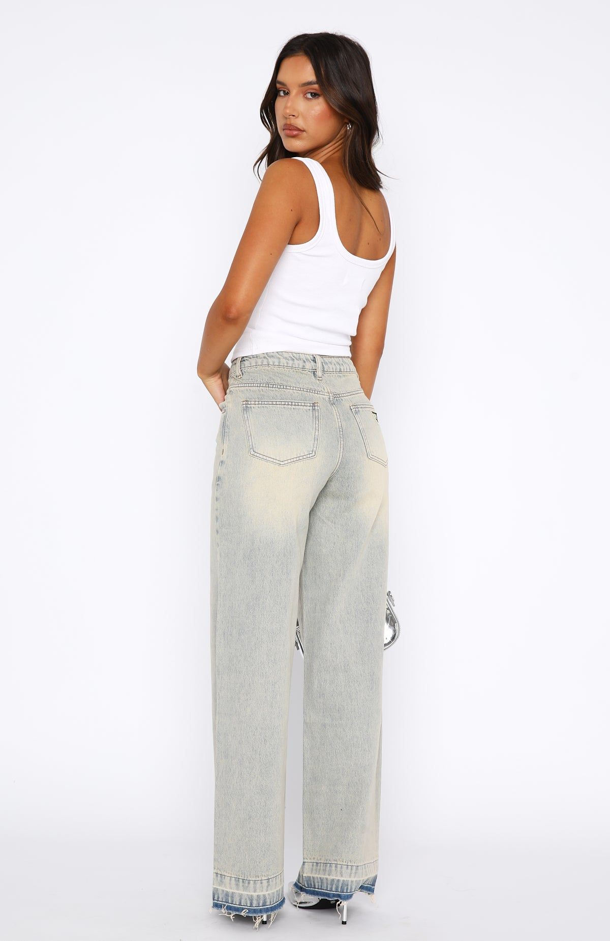 I Don't Need You Mid Rise Wide Leg Jeans Sandy Blue Wash sold by White Fox Boutique product image thumbnail 4