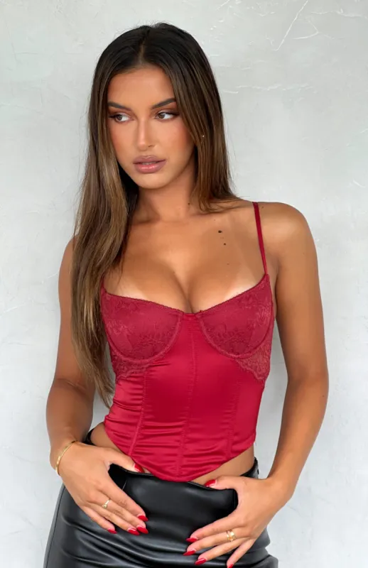 Lover Of The Night Bustier Wine sold by White Fox Boutique