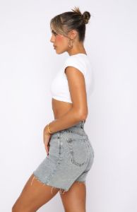 Call Me Back Ribbed Crop Tee White sold by White Fox Boutique