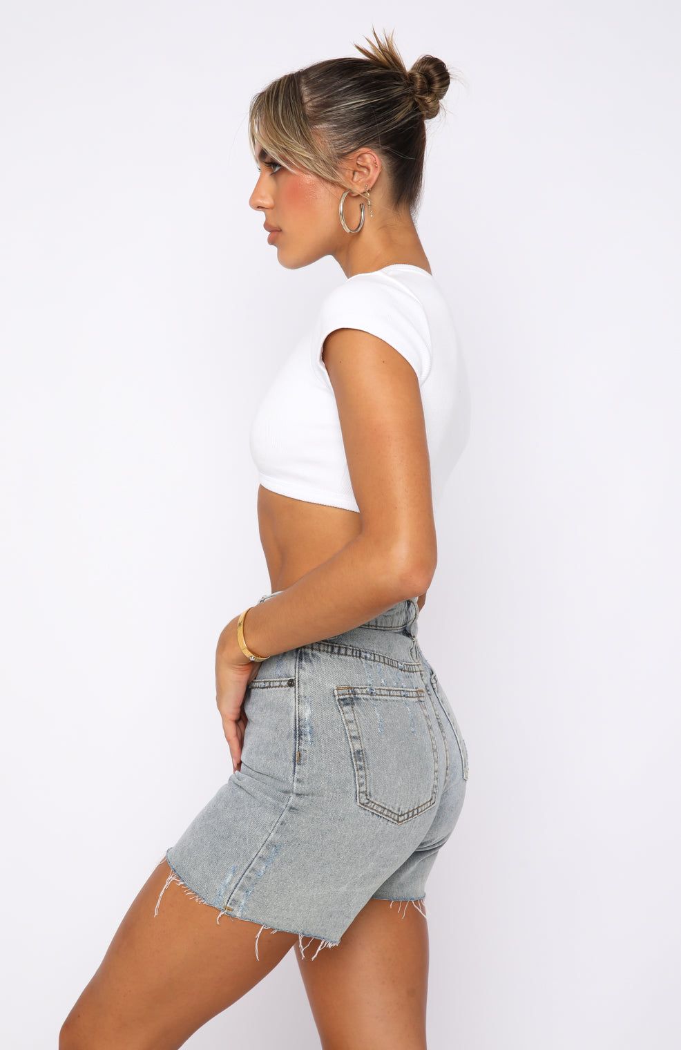 Call Me Back Ribbed Crop Tee White sold by White Fox Boutique product image thumbnail 3