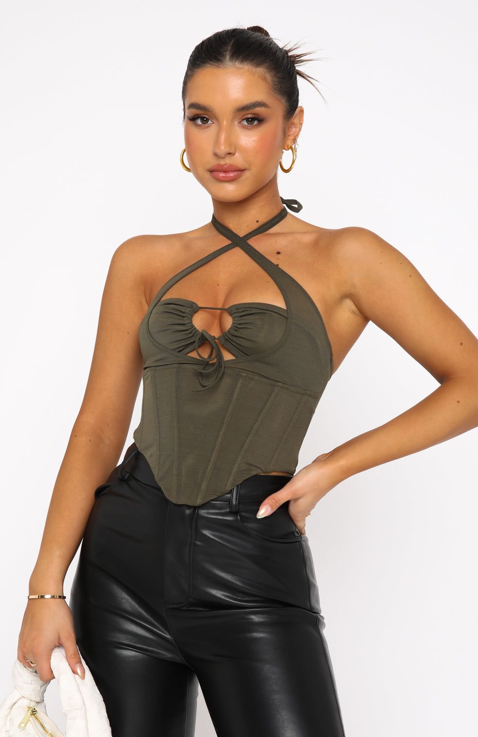 Love To Love Mesh Bustier Khaki sold by White Fox Boutique product image thumbnail 2