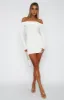 Nice And Clear Long Sleeve Ribbed Mini Dress White sold by White Fox Boutique