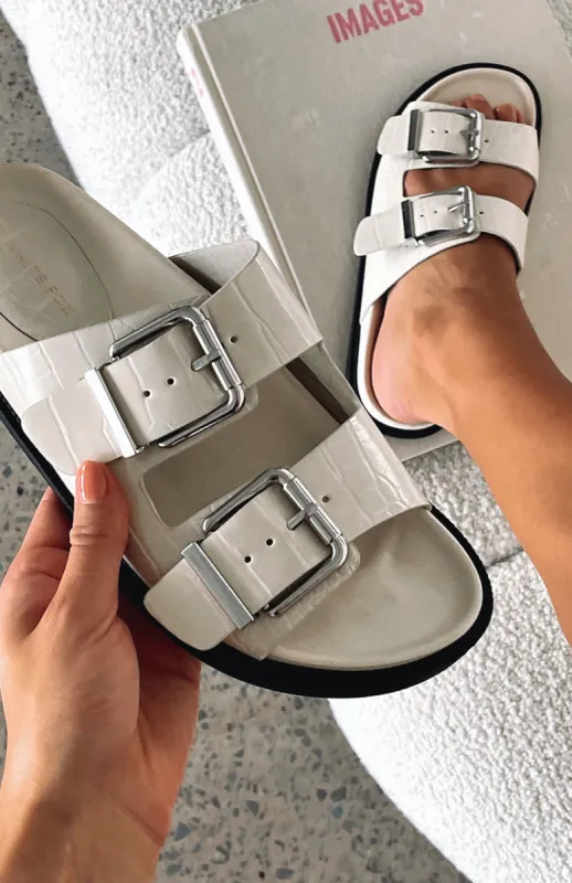 Tash Slides Bone Croc sold by White Fox Boutique