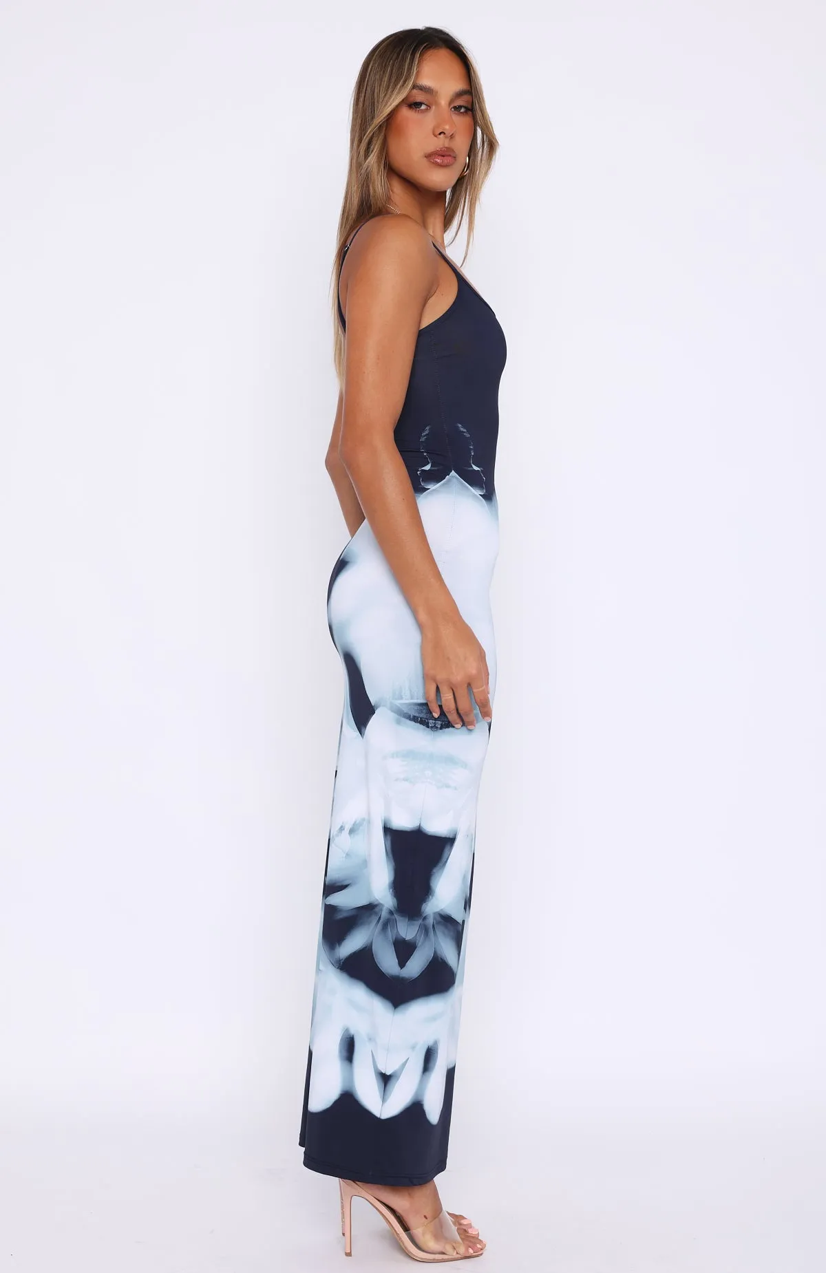 Feeling The Heat Maxi Dress Greyscale Floral sold by White Fox Boutique product image thumbnail 3
