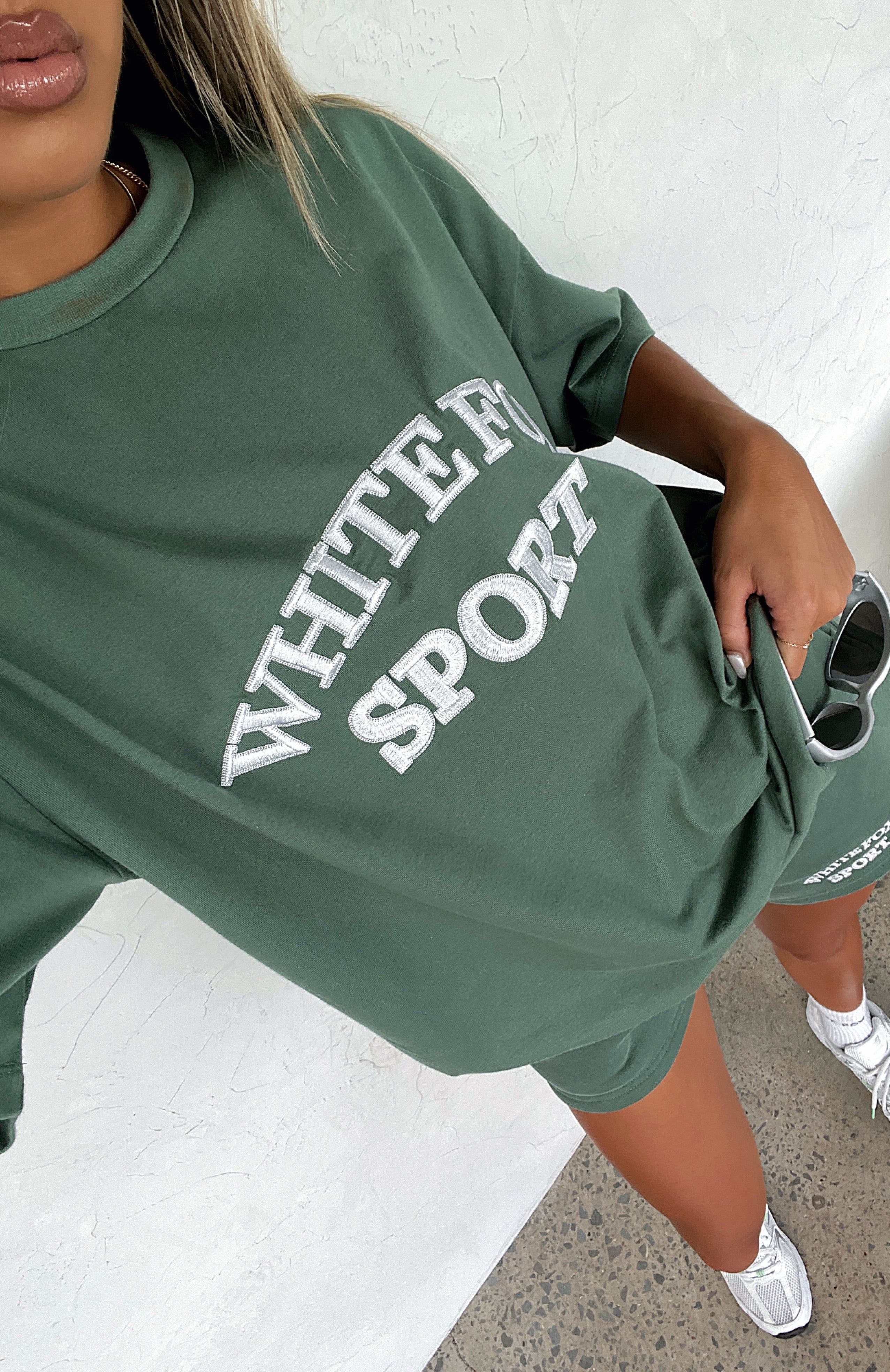 Sports Edition Oversized Tee Dusty Olive sold by White Fox Boutique