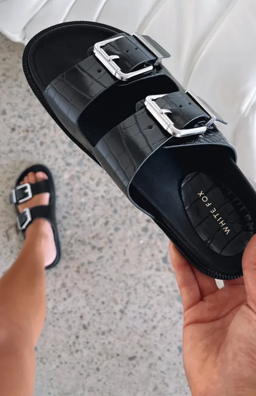 Tash Slides Black Croc sold by White Fox Boutique
