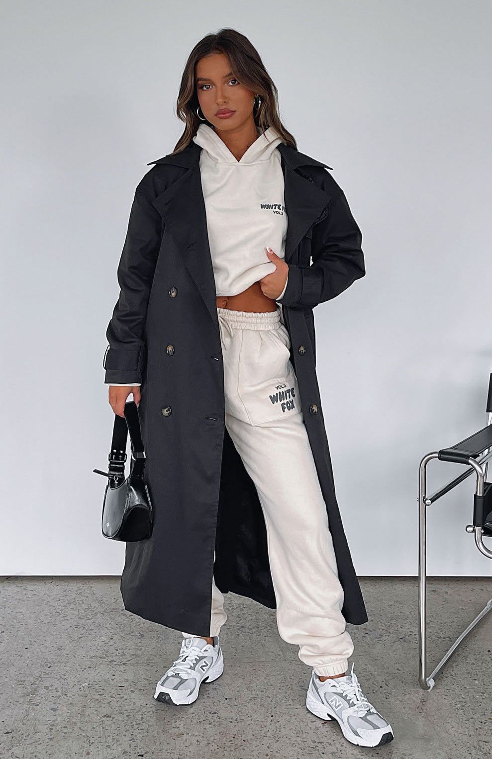 Feeling Fine Trench Coat Black sold by White Fox Boutique