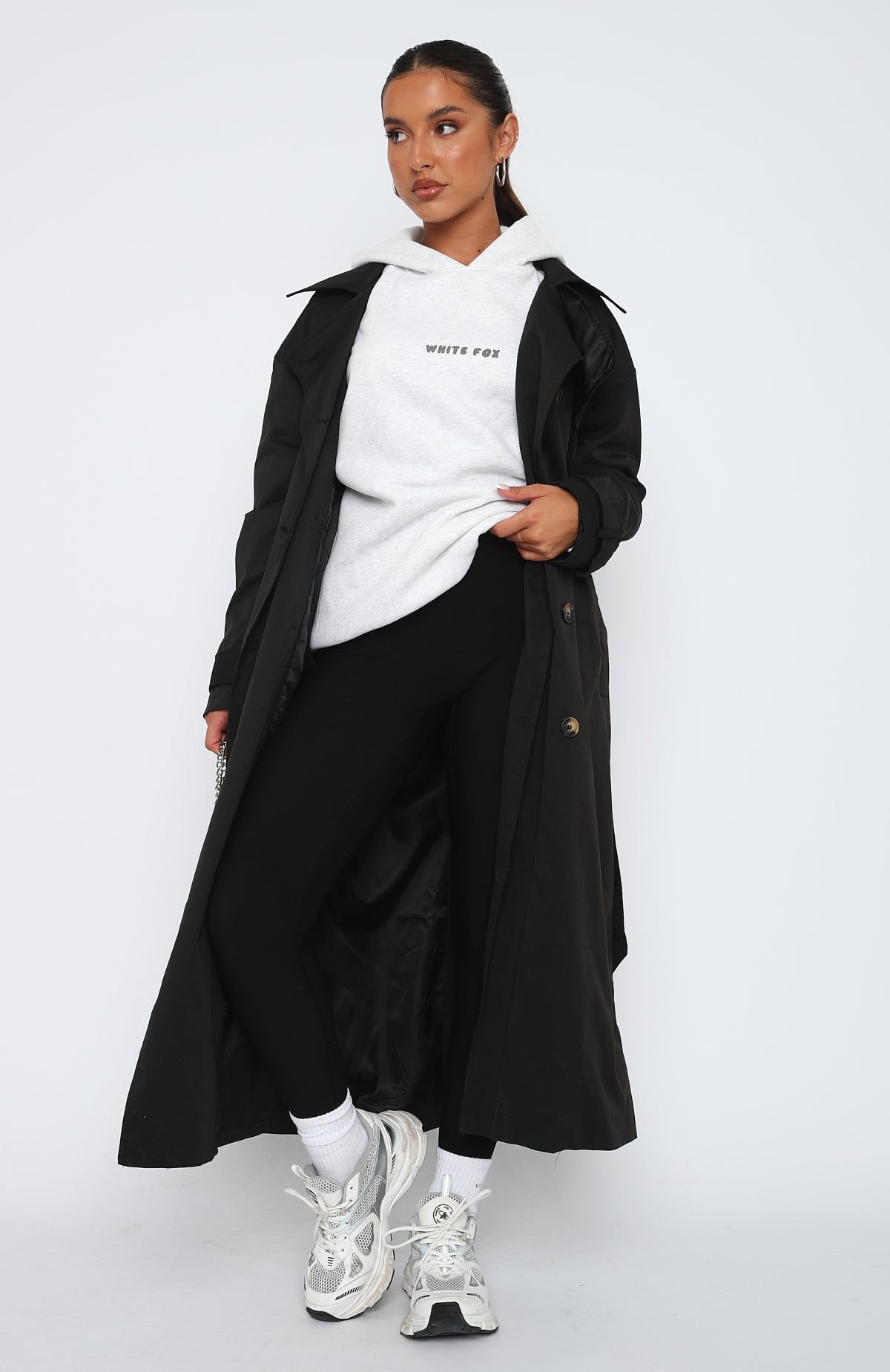 Feeling Fine Trench Coat Black sold by White Fox Boutique product image thumbnail 3