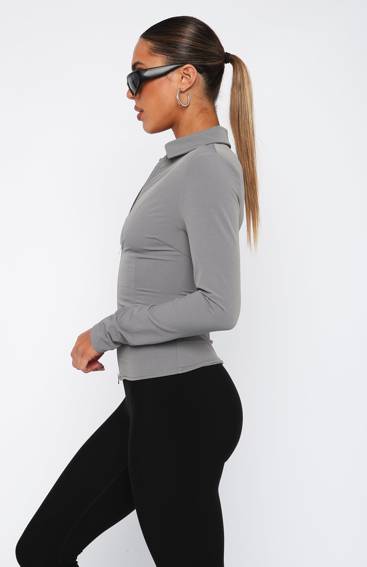 One Moment Long Sleeve Top Grey sold by White Fox Boutique product image thumbnail 3