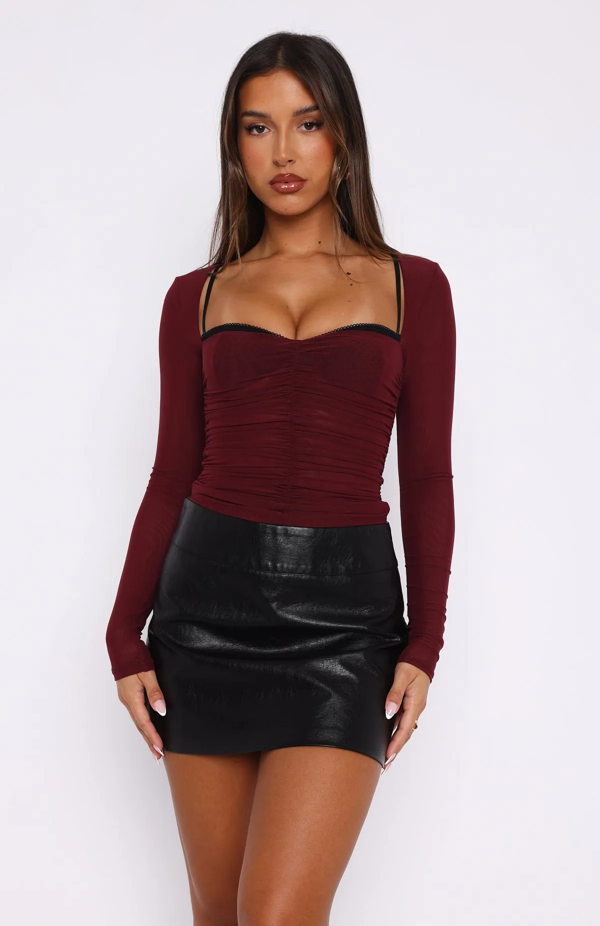 Our Days Long Sleeve Bustier Burgundy sold by White Fox Boutique product image thumbnail 2