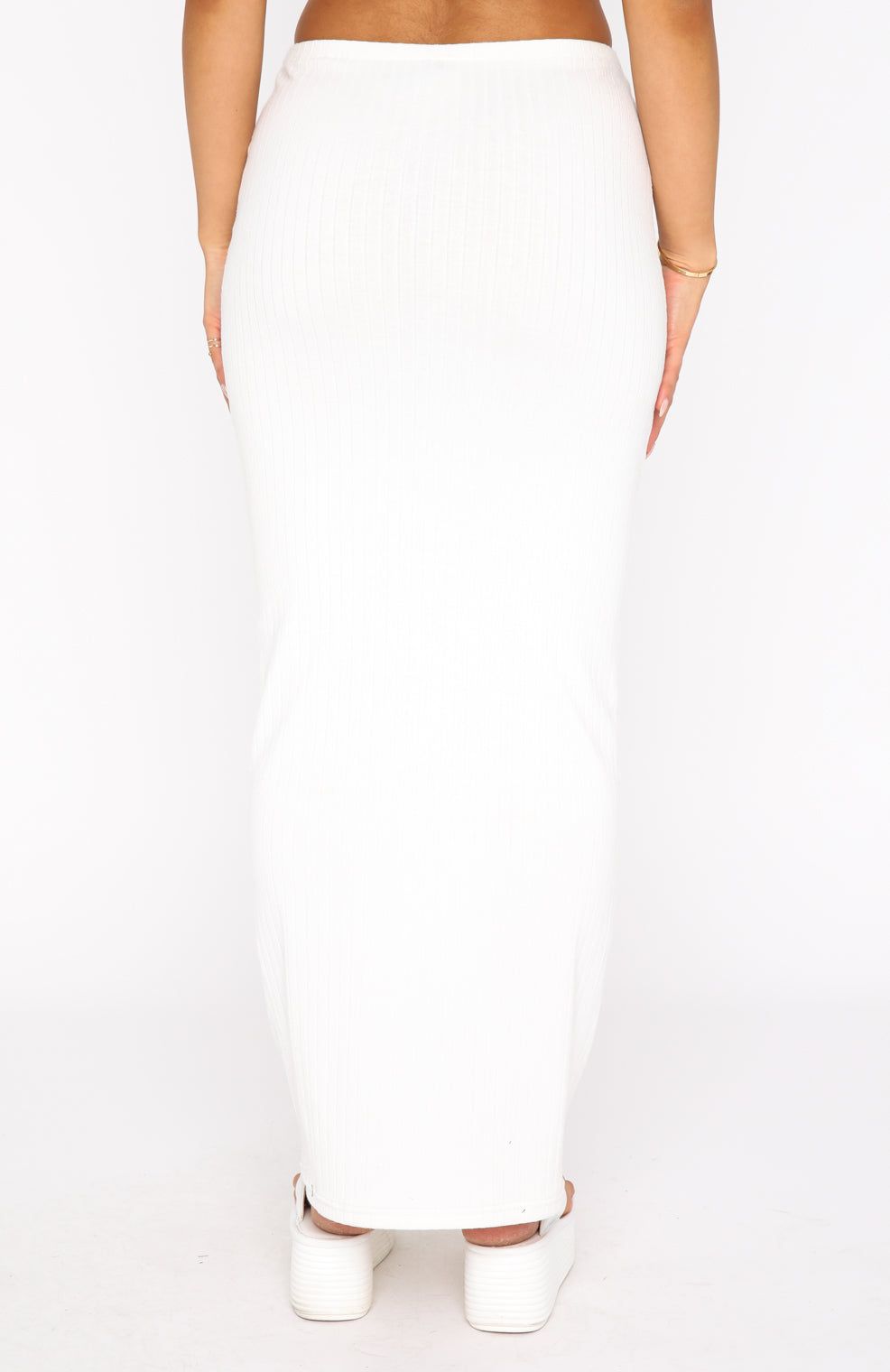 Walk Behind Me Ribbed Maxi Skirt White sold by White Fox Boutique product image thumbnail 4