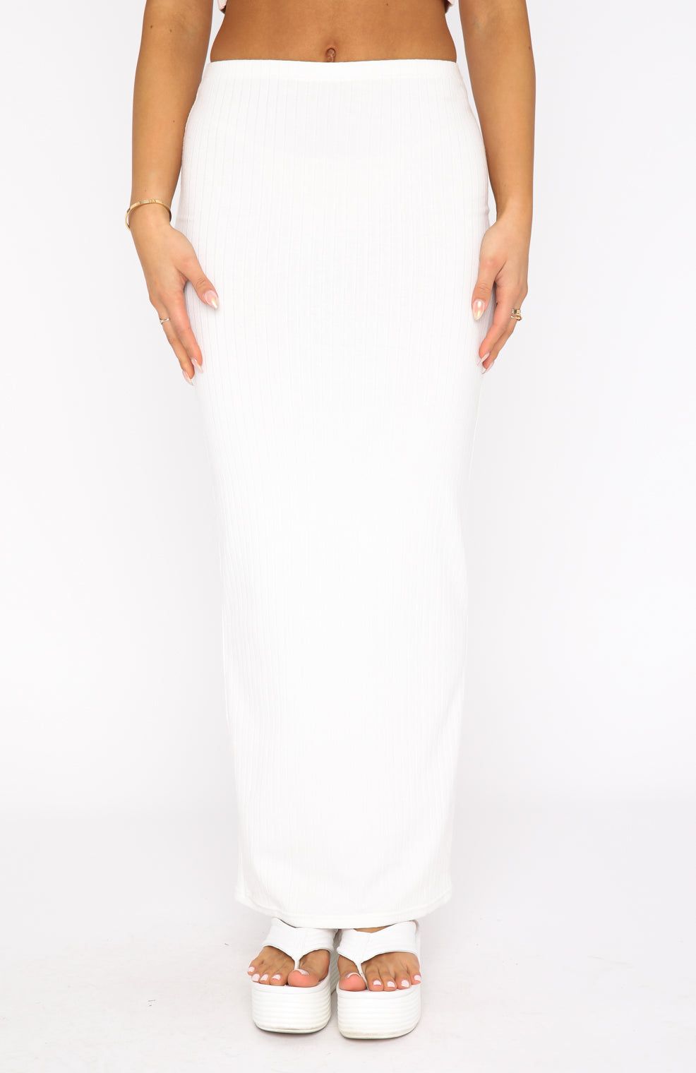 Walk Behind Me Ribbed Maxi Skirt White sold by White Fox Boutique product image thumbnail 2
