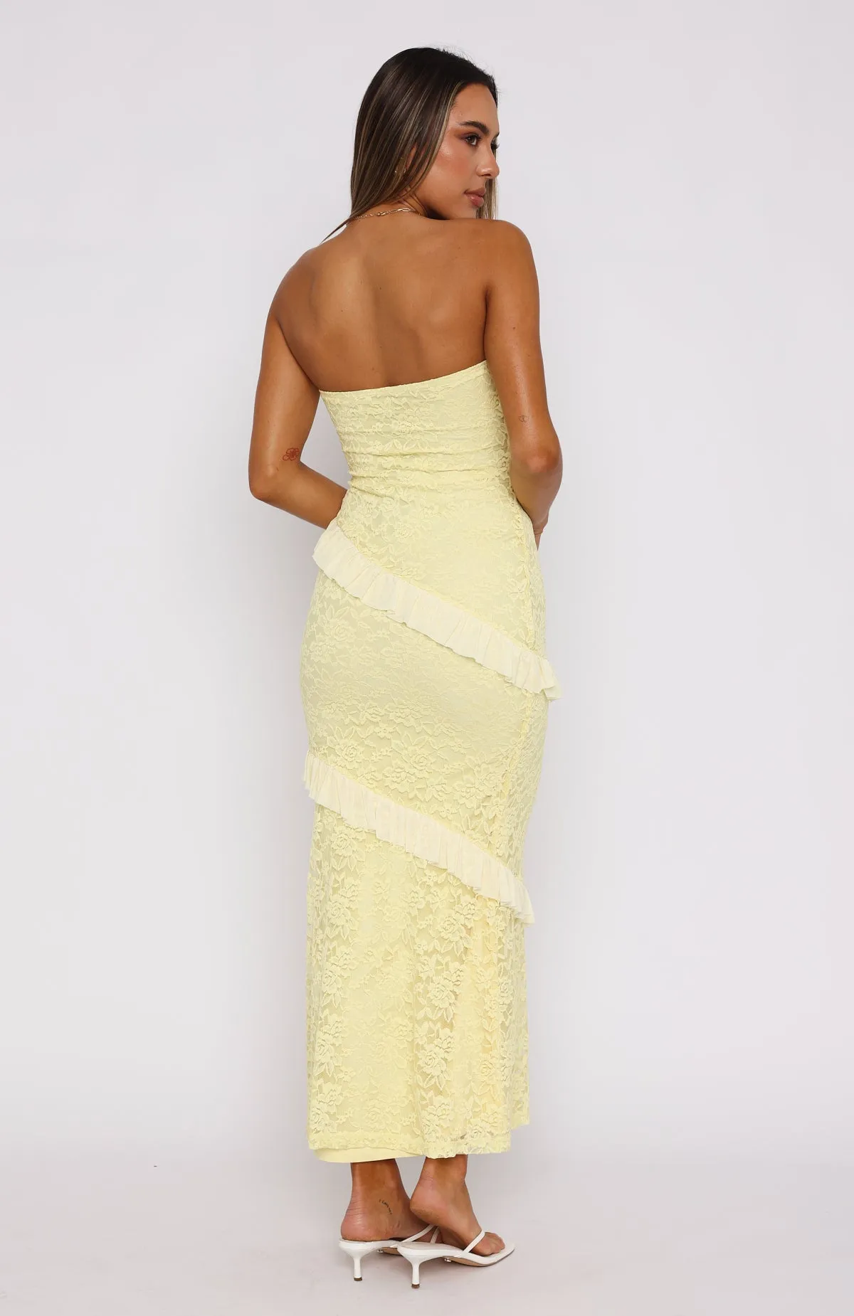 She's A Masterpiece Lace Maxi Dress Lemon sold by White Fox Boutique product image thumbnail 4